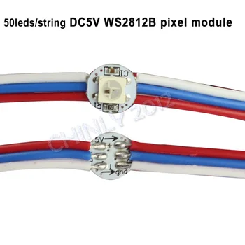 50 led/string WS2812B pikselių modulis-iš Anksto sujungtas, led, LED Chip & Heatsink 10cm RGB Laidas DC5V WS2812
