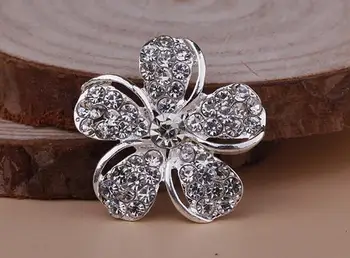 50pcs lydinio penkių žiedlapių mygtuką 25MM metalo kalnų krištolas mygtukus su pearl gėlių grupių plaukų gėlių vestuvių embellishment