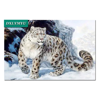 5d diamond paiting diamond kryželiu kalnų krištolas paveikslų Žiaurus snow leopard aikštėje diamond mozaikos namų sienų lipdukai