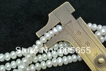 5~6mm Balta Gėlo vandens perlų Rondelle Mygtuką Prarasti Karoliukai