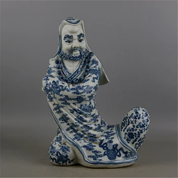 6 Antikvarinis Senas QingDynasty porceliano Skulptūros,mėlyna ir balta statula iš Dharmos,Namų Dekoravimas,rankų darbo amatai/Kolekcija