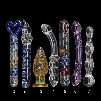 7 Tipų Pyrex Stiklo Faloimitatoriai, Crystal Analinis Butt Plug, Grobis Karoliukai, Moterų Masturbacija Žaislai, Sekso Produktai Suaugusiems