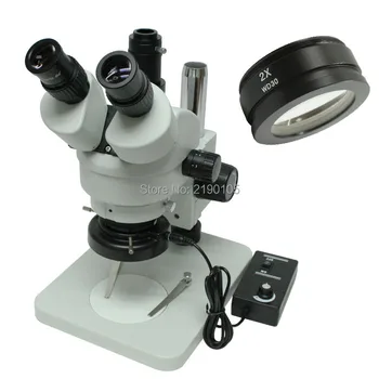 7X-90X Trinokulinis Pramonės Kontrolės Zoom Stereo Mikroskopas Sistema + LED Šviesos Žiedas + C-mount Adapteris Paramą C-Mount Fotoaparatas