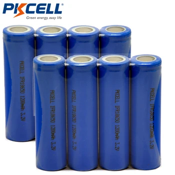 8pcs PKCELL Lifepo4 18650 Baterijas 3.2 V 1200mAh IFR 18650 Baterija LiFePO4 Akumuliatorius Baterijos elemento Ebike