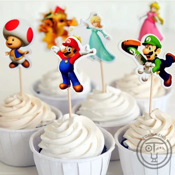 96pcs Anime Super Mario Paleisti Luigi Persikų Naršyklė Kinopio saldainiai baras cupcake topper vaisių susitvarko baby shower vaikams gimtadienio supplly