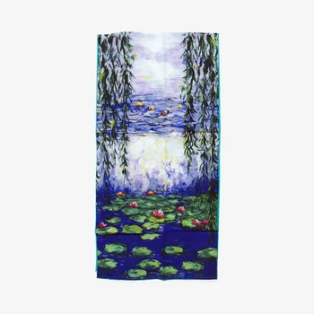 Aishidis Lady Prabangus Šilko Ilgas Apsiaustas & Šalikai Moterų Vestuvinė Suknelė Prekės Bufandas Šalikas Naftos Kūrinių, Claude Monet 