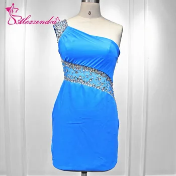 Alexzendra Tiesiai Vienos Pečių Zawalcowany Mini Blue Keltas Suknelės Plius Dydžio Šalies Moterų Suknelė