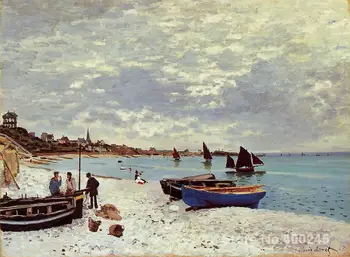 Aliejaus Tapybai kambario dekoro Paplūdimio Sainte Adresse pateikė Claude Monet Kraštovaizdžio meno Rankų darbo, Aukštos kokybės