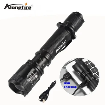 AloneFire TK200 lanterna galingas led cree xml t6 usb zoom žibintuvėlis taktinis žibintuvėlis flash šviesos savigynos 18650 baterija