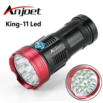 Anjoet 23000 liumenų galingas žibintuvėlis Karalius 11T6 LED atsparus Vandeniui žibintuvėlis, 11x XML T6 LED Lauko šviesos Stovykla Medžioklės 18650