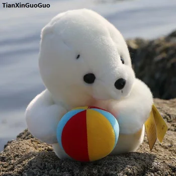 Apie 25cm baltas ruonis apkabinti spalvingas kamuolys pliušinis žaislas,minkštos lėlės kūrybos pagalvę žaislas gimtadienio dovana h2120