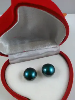 Apsvaiginimo 11-12 mm, Peacock blue pietų jūros perlų auskarai sidabro stud