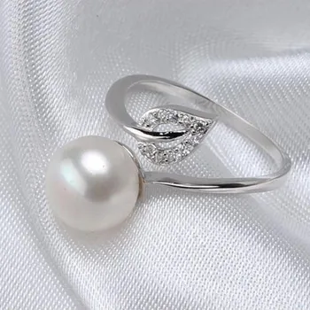 ASHIQI Naujas Realus fizinis baltos spalvos Gėlavandenių perlų žiedai , Nekilnojamojo 925 Sterlingas Sidabro papuošalai moterims, dovana