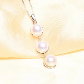 ASHIQI Nekilnojamojo Natūralių Gėlavandenių perlų Karoliai & Pakabukas su 925 sterlingas sidabro grandinės Spalvotų perlų karoliai moterims