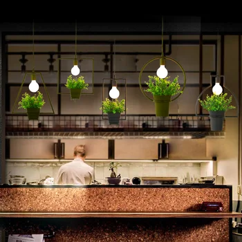 Augalų liustra Šiaurės kūrybinė asmenybė baras Floristas pramoninės vėjo restoranas langas, balkonas Ppendant žibintai Geležies