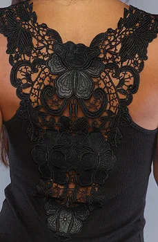 Aukštos kokybės juodos mados moterų nėriniai dėvėti rankovių Mažas Nėrinių Liemenė marškinėliai camisole bakas