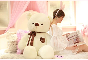 Aukštos kokybės prekių didelių 120cm bowtie deisgn balta meile meškiukas pliušinis žaislas ,minkšti hugging pagalvę.gimtadienio dovana h7567