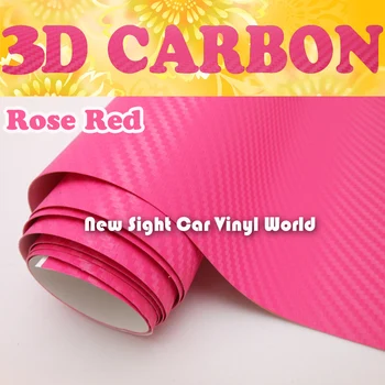Aukštos Kokybės Rose Pink 3D Anglies Pluošto Vinilo Rose Pink Anglies Pluošto Vinilo Įvyniojimas Oro Nemokama Storis:0.18 mm Dydis:1.52*30m/Roll