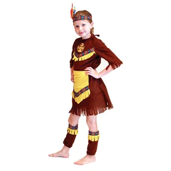 Aukštos kokybės vaikų Helovinas šalis Indijos kostiumas mergaitėms wtih priedai cosplay savage drabužius išgalvotas suknelė