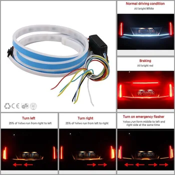 Automobilio Stilius RGB Važiuoklės Plūduriuojantis Led Dinaminis Streamer Posūkio Signalas Liekamosios LED perspėjamosios Lemputės bagažinės Apšvietimas