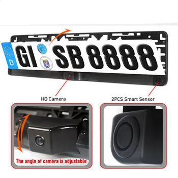 Automobilių stovėjimo aikštelė galinio vaizdo kamera Licencijos plokštės prijungti DVD/stebėti automobilių 1 HD kamera + 2 jutiklis embeded rėmo Europos licencijos
