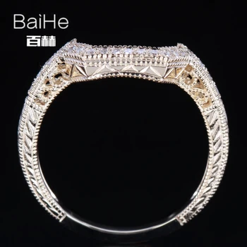 BAIHE Kietas 14 KARATŲ Geltonasis Auksas(AU585) 0.15 CT Sertifikuota Turo H/SI Originali Gamtinių Deimantų Vestuvių Moterų Madinga Fine Jewelry Žiedas