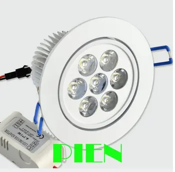 Balta 3W 5W 7W LED šviestuvai pritemdomi embedded vietoje lamparas namų kambarį IP44 85V-265V Nemokamas pristatymas DHL 50pcs