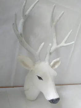 Balta modeliavimas elnių galvos modelį, plastinė ir kailio sika elniai galvos žaislas sienos pendantgift apie 28x17cm
