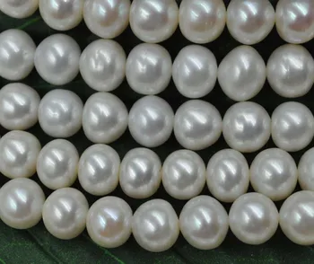Bauda 10-11mm baltos spalvos gėlavandenių perlų string netoli apvalios duonos forma