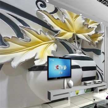 Beibehang 3D Europos Gėlių Įspaudų Siena Žiedų Reljefinis Dekoratyvinis Sienų Užsakymą Didelės Freskos Žalia Tapetai Papel de parede