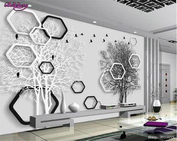 Beibehang 3d tapetai Aukštosios mados apmušalai ir juodos ir baltos abstrakčiai eglutė 3D TV fono sienos papel de parede behang
