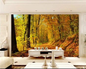 Beibehang Didelės foto tapetai, pilnas lapų rudens miško 3d kraštovaizdžio namų puošybai tapyba kambarį tapetai, freskos
