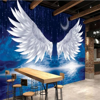 Beibehang HD 3d tapetai, gražus nakties danguje mėnulis meteorų angelas sparnų sienų apmušalai namų puošybai fone sienų tapyba