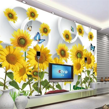 Beibehang Jaunimo saulės saulėgrąžų 3D stereo TV foną, didelis custom neaustinių tapetai, dekoratyvinis dažymas