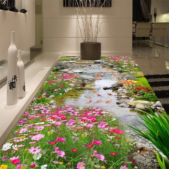 Beibehang lipnios aukštos raiškos 3d grindys parkas mažų upių vandens 3D aukšte trijų dimensijų tapyba 3d grindys