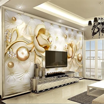 Beibehang papel de parede para quarto 3D Užsakymą tapetai Prabanga aukso rožės minkštas krepšys kamuolys papuošalai TV fono sienos tapety