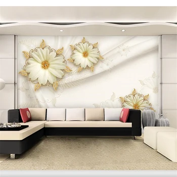 Beibehang papel de parede Užsakymą tapetai 3d Europos stiliaus rūmus aukso aukso papuošalų, gėlių papuošalai fono sienos behang