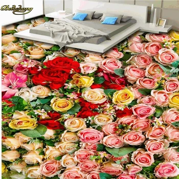 Beibehang Pasirinktinius Nuotraukų Grindų Dažymas Tapetų graži Rožė, Jūros Kambarį 3D Grindų papel de parede