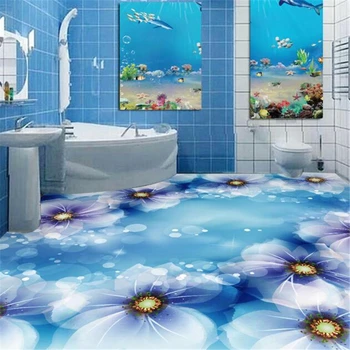 Beibehang Pritaikyti bet kokio dydžio tapetai, grindų fantastinis gėlių vonios kambarys vonios kambarys su miegamojo 3D grindys, sienos popieriaus namų dekoro