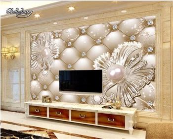 Beibehang Pritaikyti bet kokio dydžio tapetai minkštos prabangos 3 d deimantų papuošalai, gėlės 3D kambarį, miegamąjį, TV foną sienos 3 d