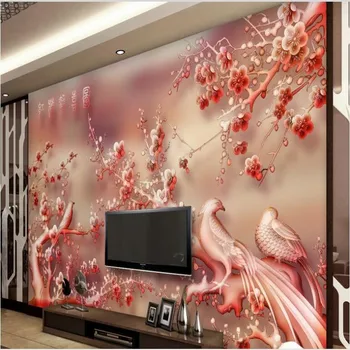 Beibehang Pritaikyti didelės apimties freskomis jade Hongmei gera naujiena sofa-lova, TV foną, neaustinių ekrano užsklanda papel de parede
