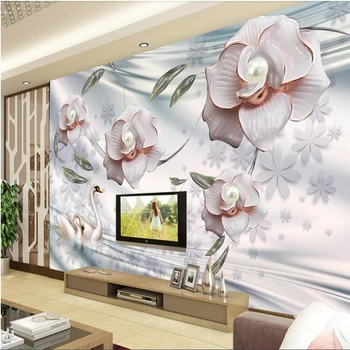 Beibehang Romantiškas, elegantiškas mados perlų rožių gyvenimas-kambario sienos, papročiai, dvigubos sienelės, žalia tapetai, tapetų, miegamojo