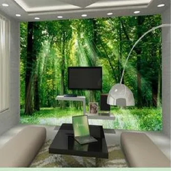 Beibehang stereoskopinis 3d tapetai Šiuolaikinės trumpas remonto stiliaus Žalia Miško sofa-lova, TV foną, freskos gyvenimo vientisą foną