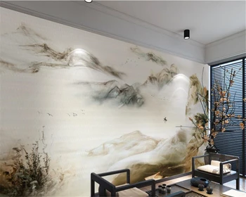 Beibehang tapetai Anotacija rašalo meno nuotaikos peizažas miegamojo kambario lovos fojė sofa fono sienos tapetai, 3d