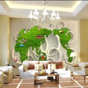 Beibehang tėtis peint tapetų sienos, 3 d Pasirinktinį fono paveikslėlį 3D sienų freskomis pasaulio žemėlapyje, TV foną, sienos foto tapetai