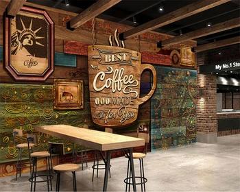 Beibehang Ultra-high-definition ranka-dažytos vyresnysis retro kavinė fone, sienų apdaila dažymas tapetų sienos, 3 d