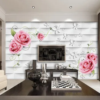 Beibehang Užsakymą 3D didelės trimatis modernus minimalistinio rožių žiedų temą freska gyvenamasis kambarys su sofa-lova, TV foną