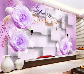 Beibehang Užsakymą 3d tapetai, freskos Violetinės Gėlės 3D tapetų Sofa Kambarį, Miegamąjį, Tv Foną, Sienos, Namų Dekoro