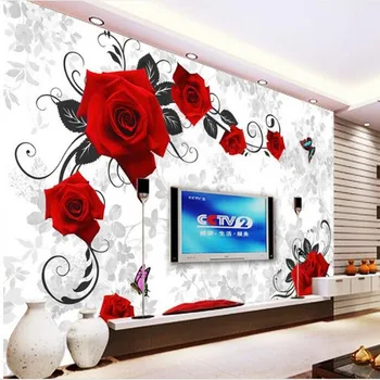 Beibehang Užsakymą didelė freska raudonų rožių, TV foną, dekoratyvinis dažymas neaustinių ekrano užsklanda papel de parede para quarto