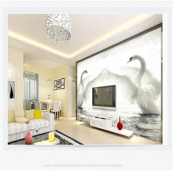 Beibehang Užsakymą modernus 3D tapetai Gulbių Ežeras romantiška minimalistinės mados vestuvių kambarys, gyvenamasis kambarys sofos sienų apdaila